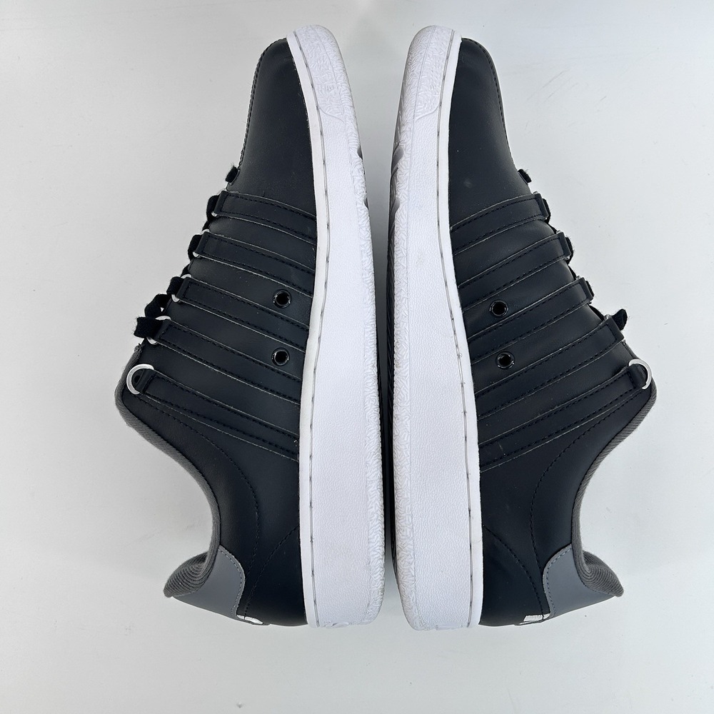Black Leather Court Sneakers Mens 12 Minimalist Casual School Shoes K Swiss - Picture 10 of 11